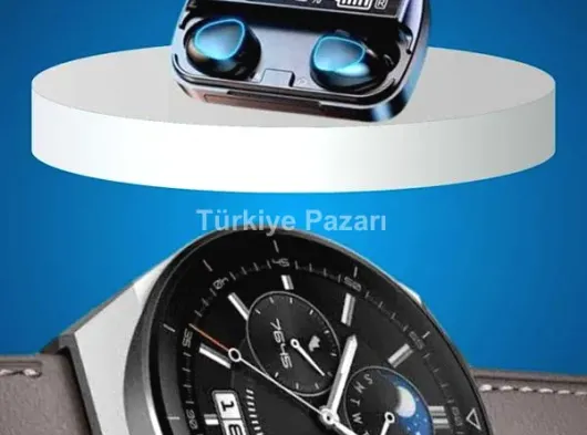 İkili Set Akıllı Saat Ve Bluetooth Kulaklık Kablosuz Uzun Pil Ömrü Spor Modları