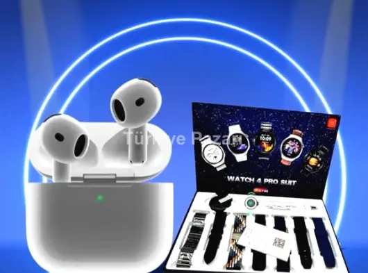 3.Nesil TWS Bluetooth Kulaklık Bluetooth Bağlantılı Akıllı Saat Amoled Ekran Plastik Hasır Kordon