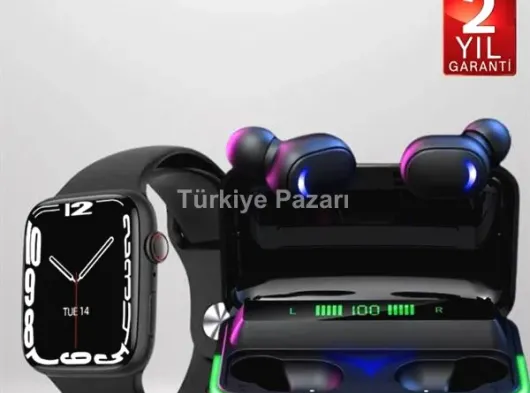 Ucuz ve Kaliteli Kulaklıklı Saat Seti Bluetooth Bağlantılı Akıllı Saat ve Kulaklık
