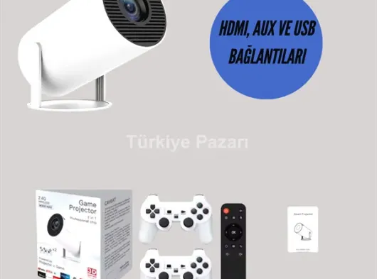 TÇift Kollu Tasarımlı Kablosuz Projeksiyon – 4K, 10.000 Oyun ve Smart App Desteği