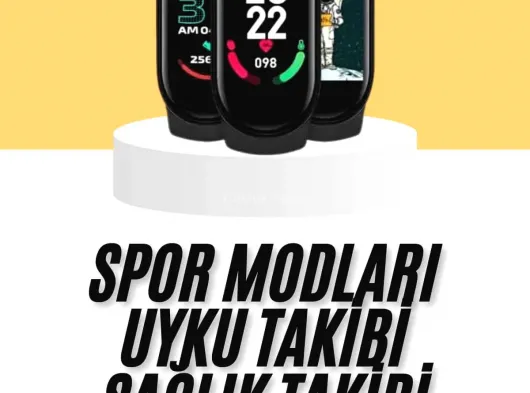 M6 Akıllı Bileklik Siyah Adımsayar Spor Takibi Android ve İOS Uyumlu
