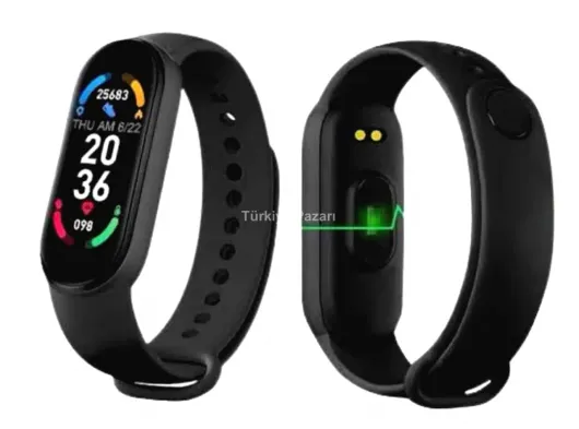 M6 Akıllı Bileklik Siyah Adımsayar Spor Takibi Android ve İOS Uyumlu