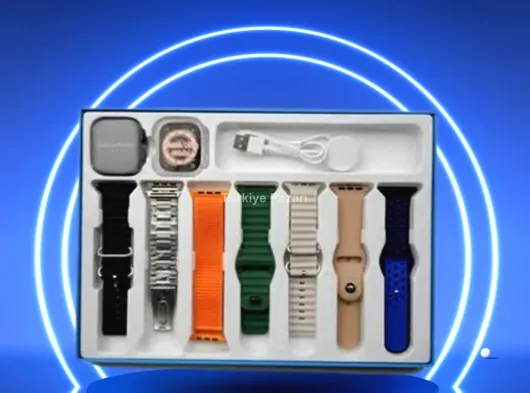 Akıllı Saat 7 Kordon Hediyeli Takvim Alarm Nabız Ölçer Bildirim Görme Sesli Görüşme