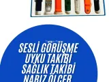 Akıllı Saat 7 Kordon Hediyeli Takvim Alarm Nabız Ölçer Bildirim Görme Sesli Görüşme