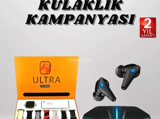 7 Kordonlu Akıllı Saat Ve Oyuncu Kulaklığı ANC Özelliği Kulak İçi Mikrofonlu Sesli Görüşme