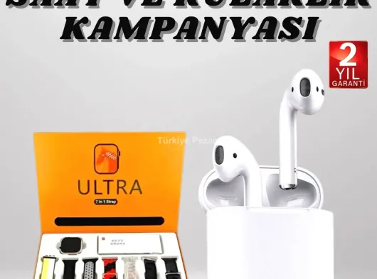 7 Kordonlu Akıllı Saat Ve 2.Nesil Kulaklık Yüksek Ses Kaliteli Uzun Pil Ömrü