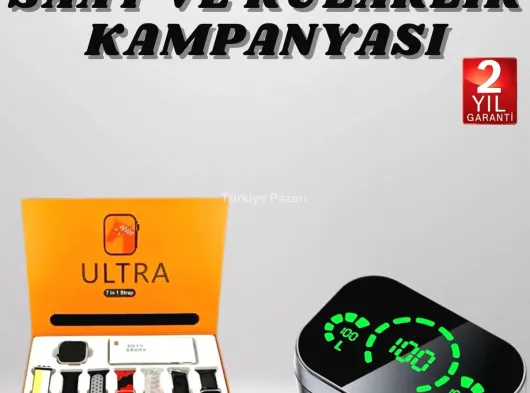 7 Kordonlu Akıllı Saat Ve Aynalı Bluetooth Kulaklık Powerbank Dijital Göstergeli