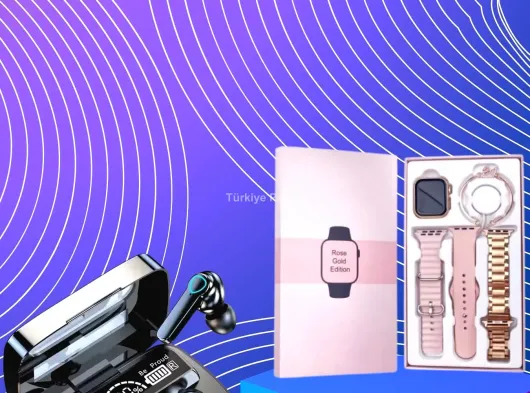 Dijital Göstergeli Powerbank Bluetooth Kulaklık ve Yeni Nesil Amoled Ekran Akıllı Saat