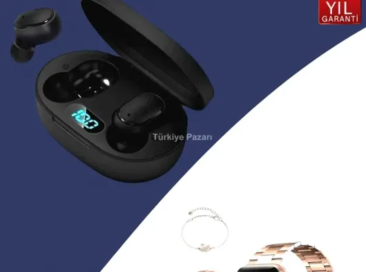 Nabız Ölçer Hediye Bileklikli Akıllı Saat ve Dijital Göstergeli Bluetooth Kulaklık Çoklu Şarj Girişi