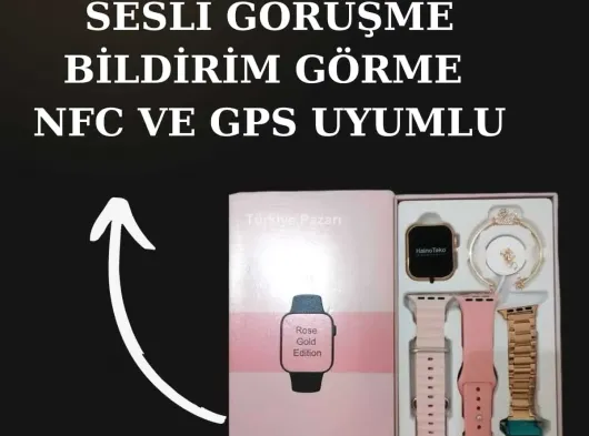 Nabız Ölçer Hediye Bileklikli Akıllı Saat ve Dijital Göstergeli Bluetooth Kulaklık Çoklu Şarj Girişi