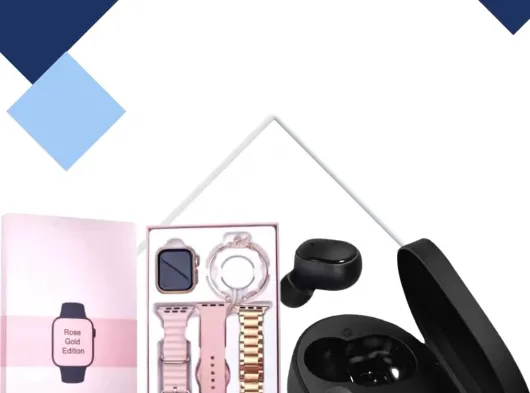 Nabız Ölçer Hediye Bileklikli Akıllı Saat ve Dijital Göstergeli Bluetooth Kulaklık Çoklu Şarj Girişi