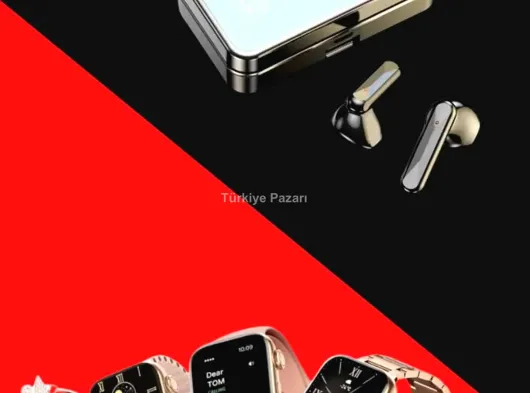 Bileklikli Amoled Ekran Akıllı Saat ve Dijital Göstergeli Kablosuz Bluetooth Kulaklık ANC/ ENC