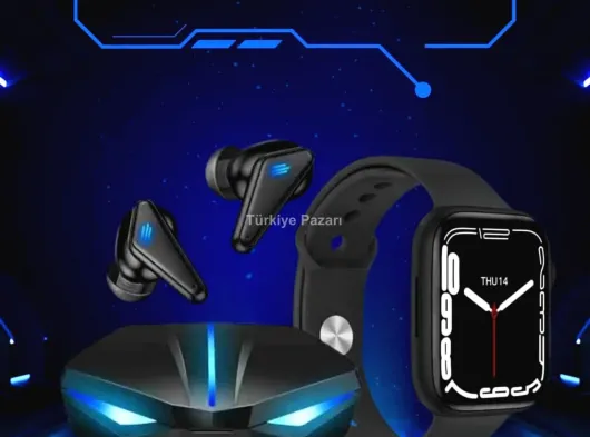 Yeni Nesil Akıllı Saat ve Kablosuz Kulaklık Kampanyası İkili Set Bluetooth Bağlantılı