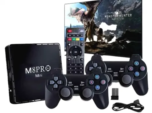 M8 PRO Mini 2.4G 10K ultra HD 64 GB TV BOX Android TV GAME BOX  2 Adet Oyun Konsolu