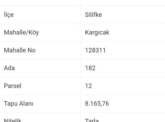 Mersin Silifke Kargıcak 8165 m2