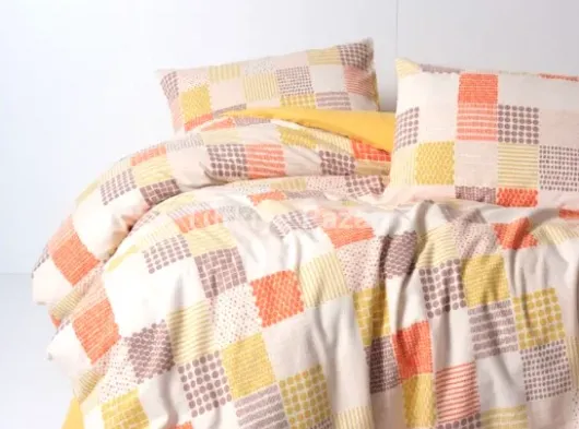 Flanel Nevresim Takımı Çift Kişilik Palm Hardal