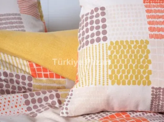 Flanel Nevresim Takımı Çift Kişilik Palm Hardal