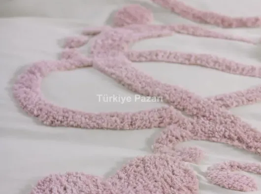 Puff Nakışlı Ranforce Çift Kişilik Anneler Günü Nevresim Takımı Bellini Pembe