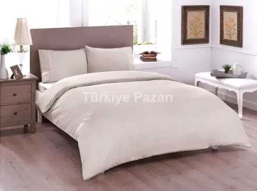 Ranforce Çift Kişilik Nevresim Takımı Basic Taş