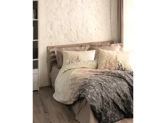 Çift Kişilik Ranforce Nevresim Takımı Lily Gri