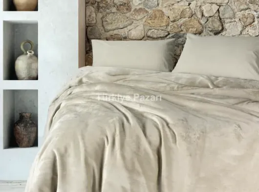 Çift Kişilik Nevresim Takımı Velvet Flossy Taş