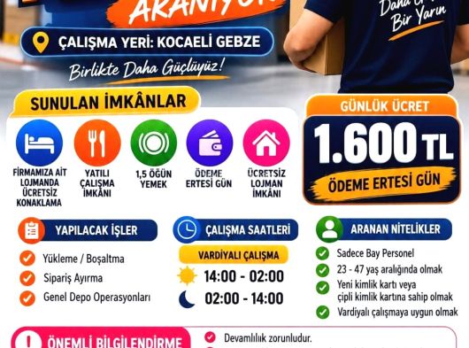 Yatılı Kargo Personeli Aranıyor