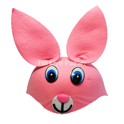 Pembe Renk Kulaklı Tavşan Şapkası Hayvan Şapkası