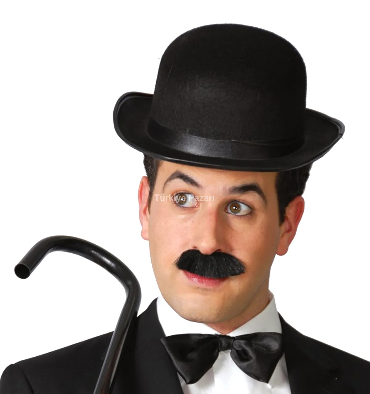 Charlie Chaplin Stil Yetişkin Şapkası – Siyaelon Parti Şapkası