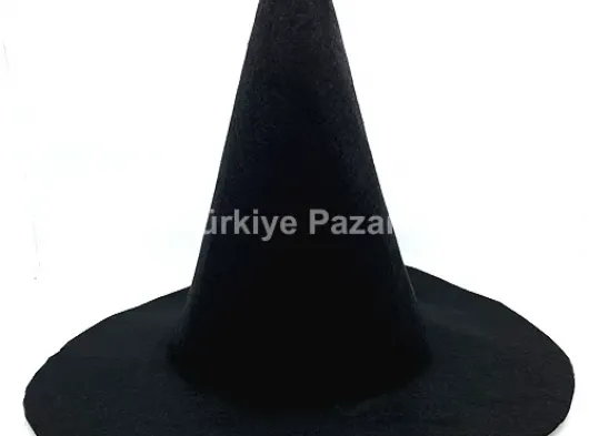 Siyah Renk Keçe Cadı Şapkası 35x38 cm
