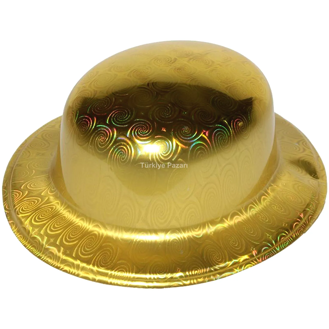 Altın Renk Hologramlı Plastik Yuvarlak Melon 27x24 cm