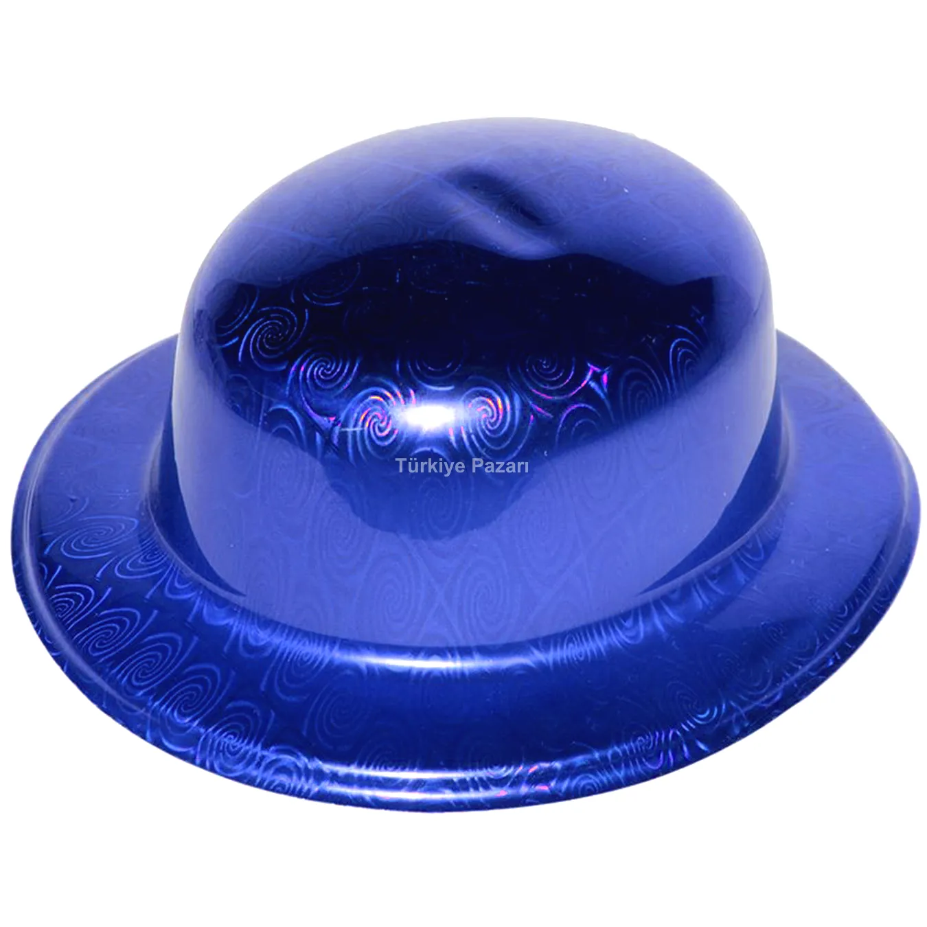 Mavi Renk Hologramlı Plastik Yuvarlak Melon 27x24 cm