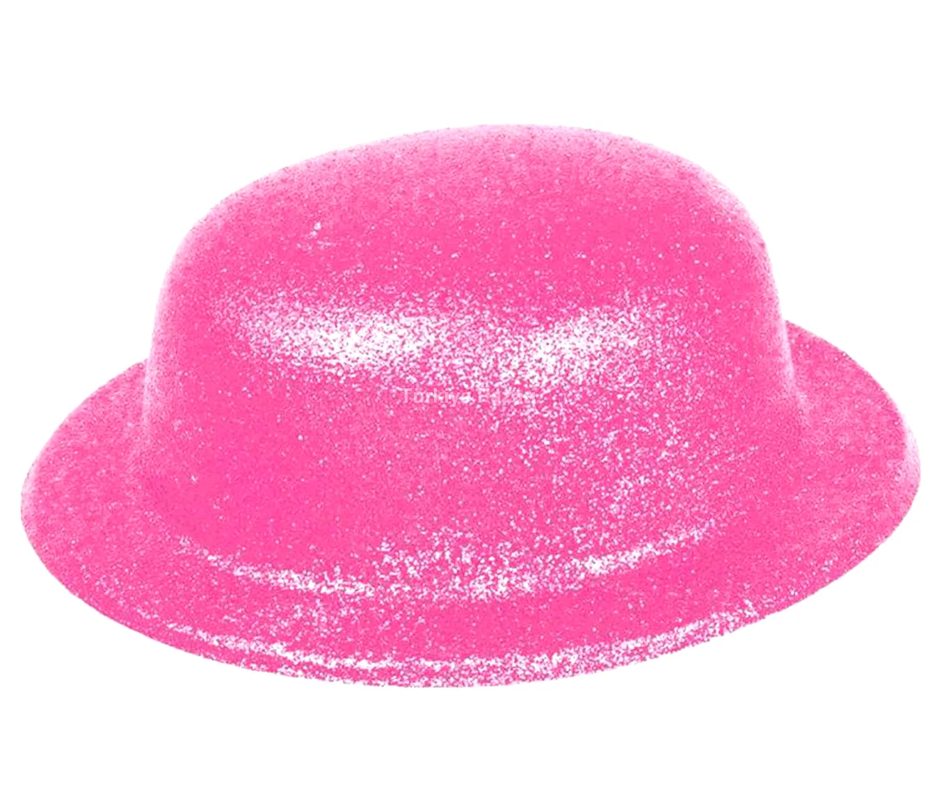 Pembe Renk Simli Melon Yuvarlak Parti Şapkası 24x26 cm