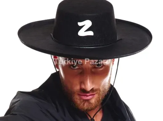 Z Logolu Yetişkin Boy Bağcıklı Zorro Şapkası