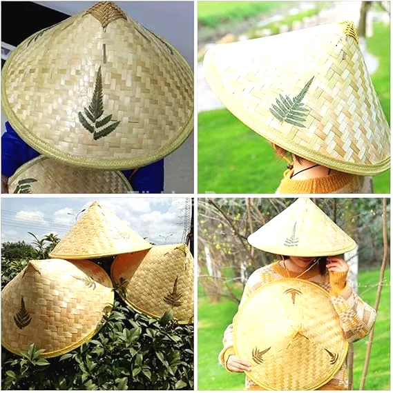 Naturel Renk Cambodia Kambiyalı Vietnam Şapkası PVC Hasır