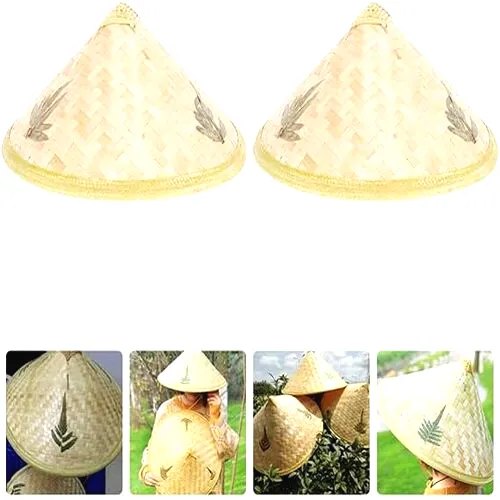 Naturel Renk Cambodia Kambiyalı Vietnam Şapkası PVC Hasır