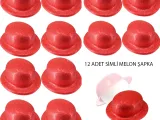 Kırmızı Renk Simli Melon Yuvarlak Parti Şapkası 12 Adet