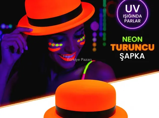 Neon Turuncu UV Parti Şapkası Plastik