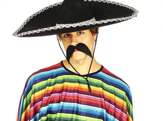 Sombrero Meksika Şapkası Mariachi Gümüş Şeritli Yetişkin Boy