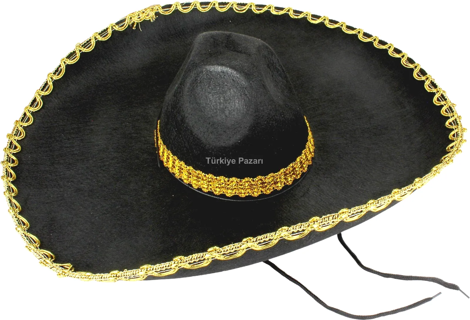 Sombrero Meksika Şapkası Mariachi Altın Şeritli Yetişkin Boy