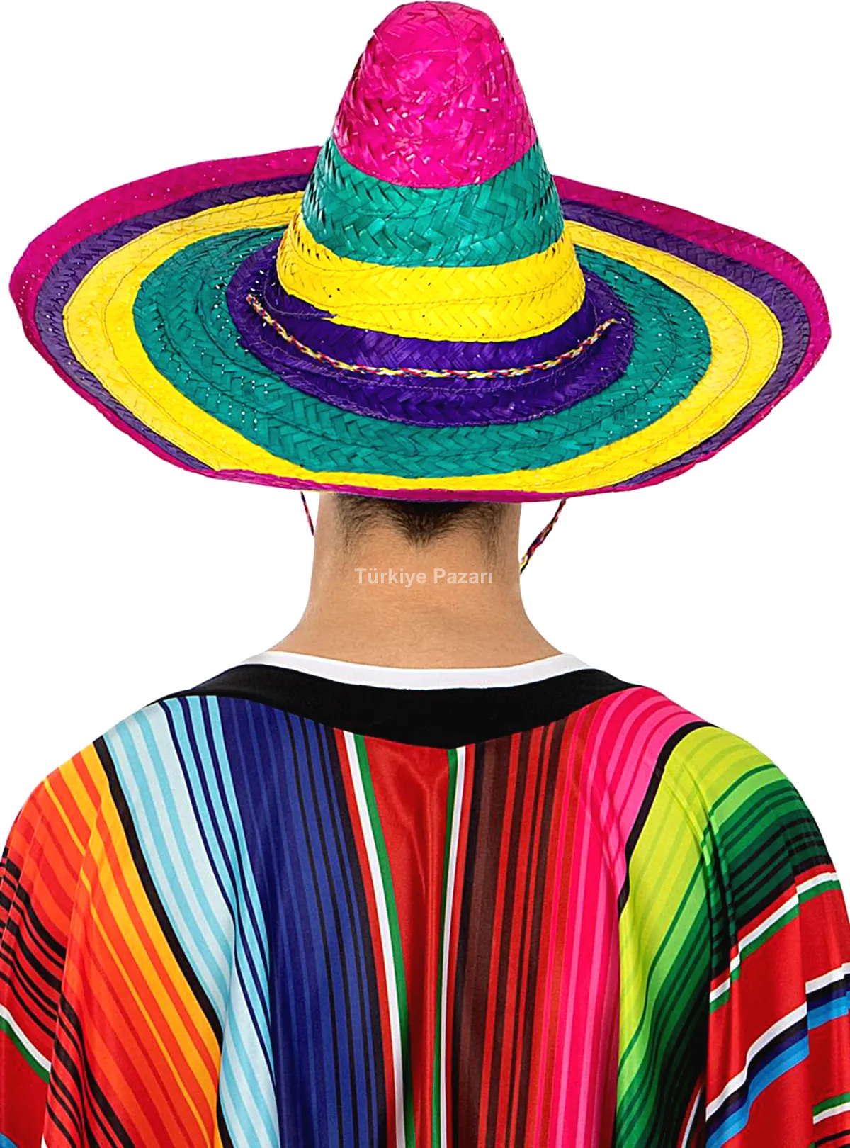 Sombrero Meksika Şapkası Renkli Örme Hasır Yetişkin Boy