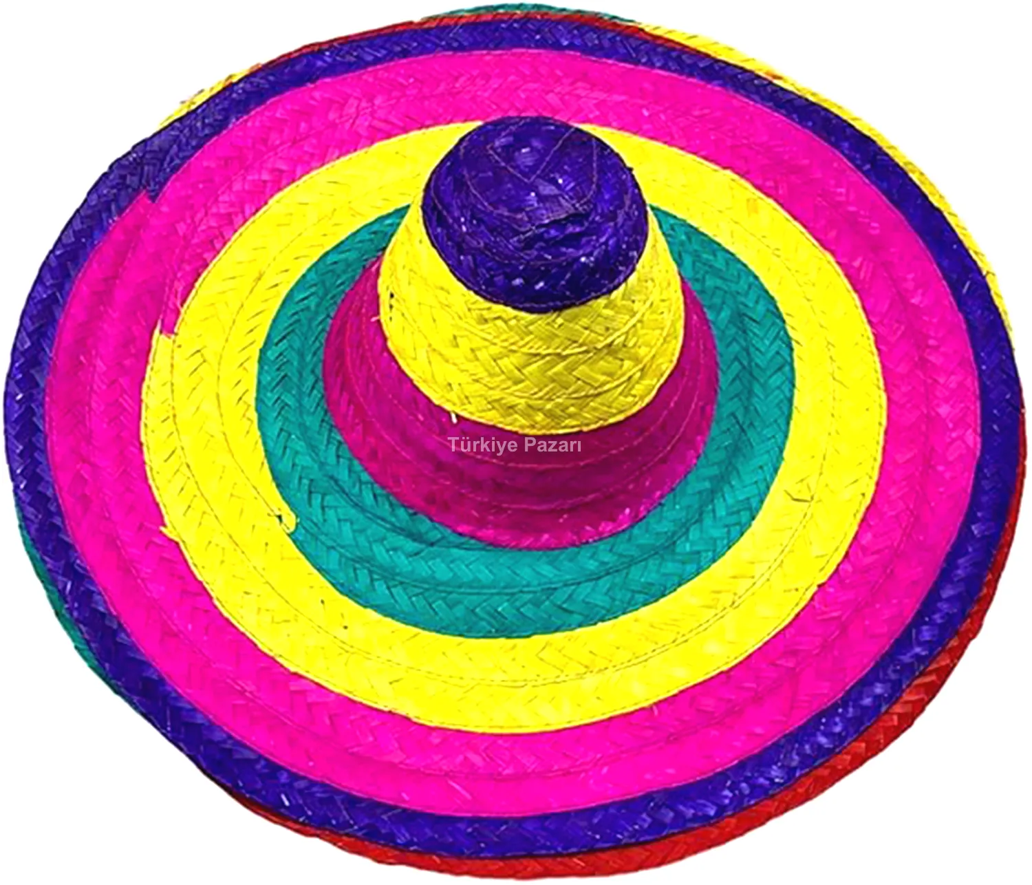 Sombrero Meksika Şapkası Renkli Örme Hasır Yetişkin Boy