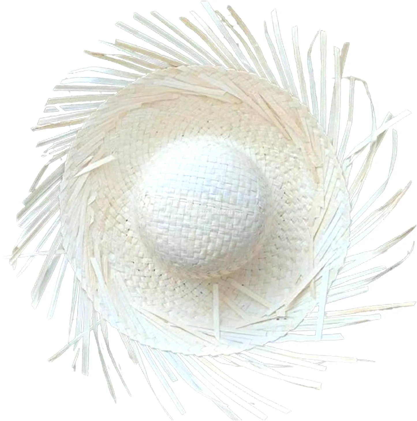 Tropikal Parti Beyaz Hasır Hawaii Şapkası 13x36 cm