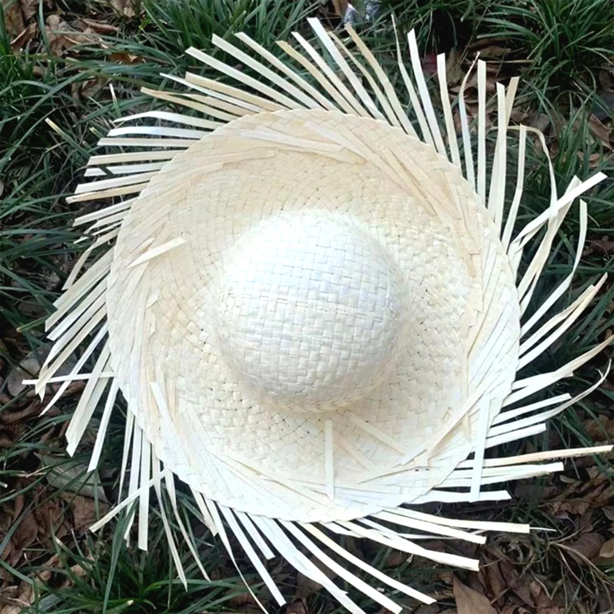 Tropikal Parti Beyaz Hasır Hawaii Şapkası 13x36 cm
