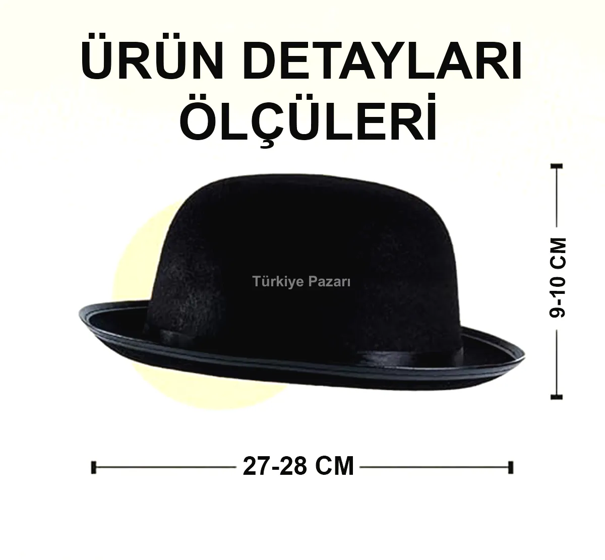 Charlie Chaplin Stil Çocuk Şapkası – Siyah Melon Parti Şapkası