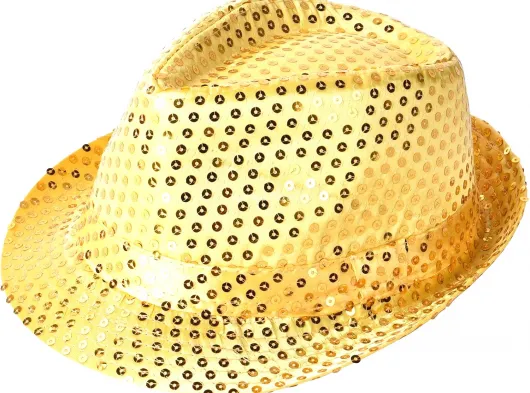 Disko Star Altın Gold Payetli Fötr Şapka Yetişkin Boy