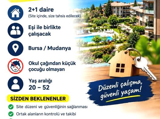 Eşiyle birlikte çalışacak site görevlisi arıyoruz