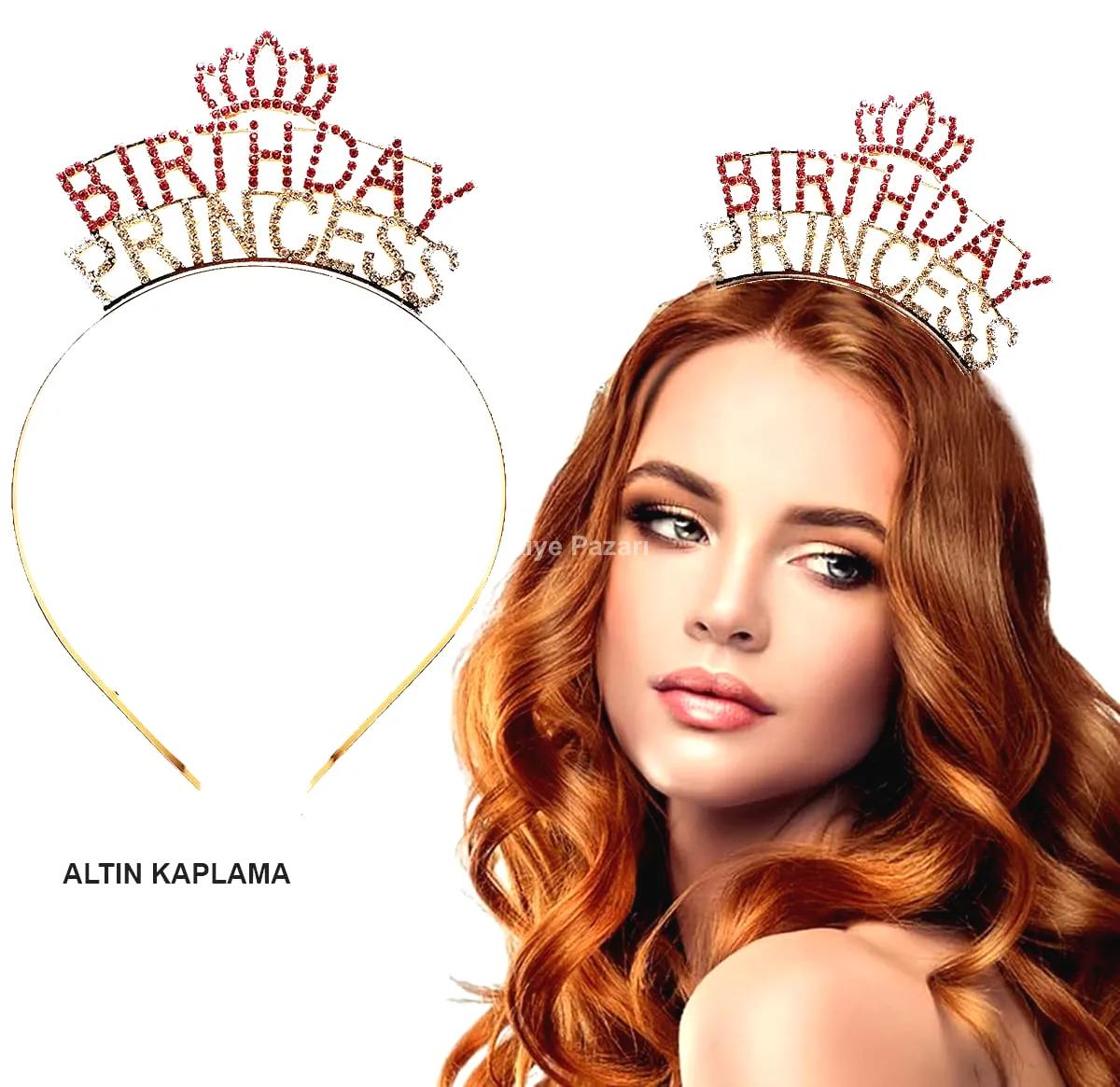 Birthday Princess Kristal Taç – Altın Kaplama
