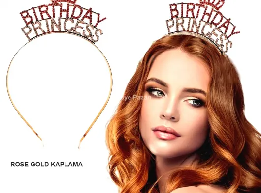 Birthday Princess Kristal Taç – Rose Gold Kaplama