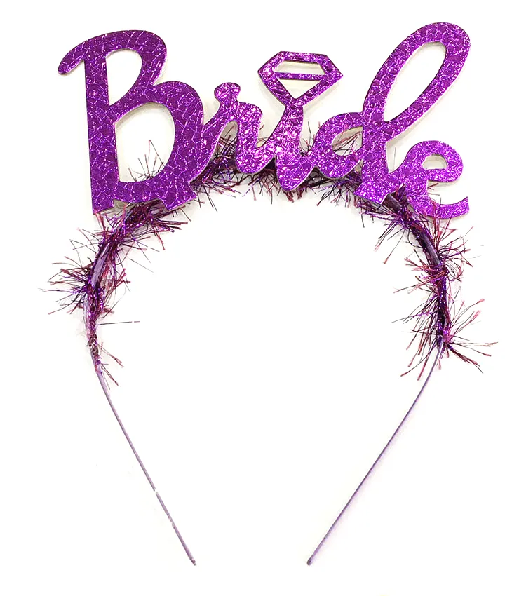 Mor Renk Bekarlığa Veda İtalik Yazı Alyanslı Bride Taç