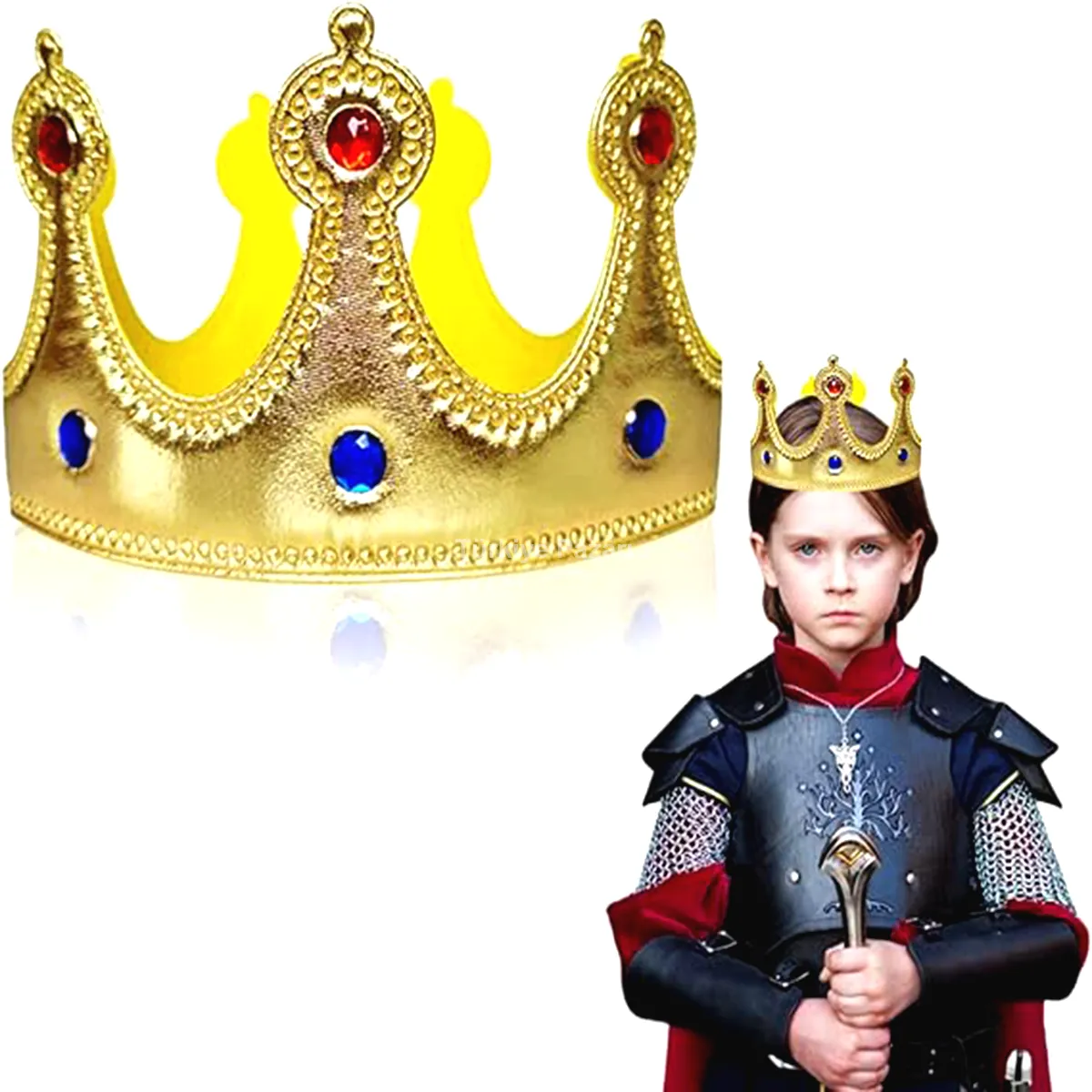 Altın Renk Eva Malzemeden İmal Çuk Kral Tacı 57 cm